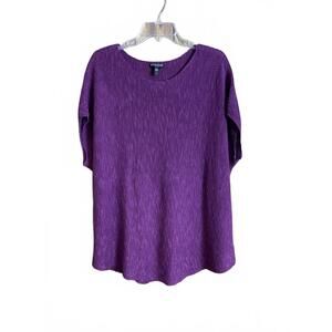 Eileen Fisher linen cotton blend knit top in plum 1X